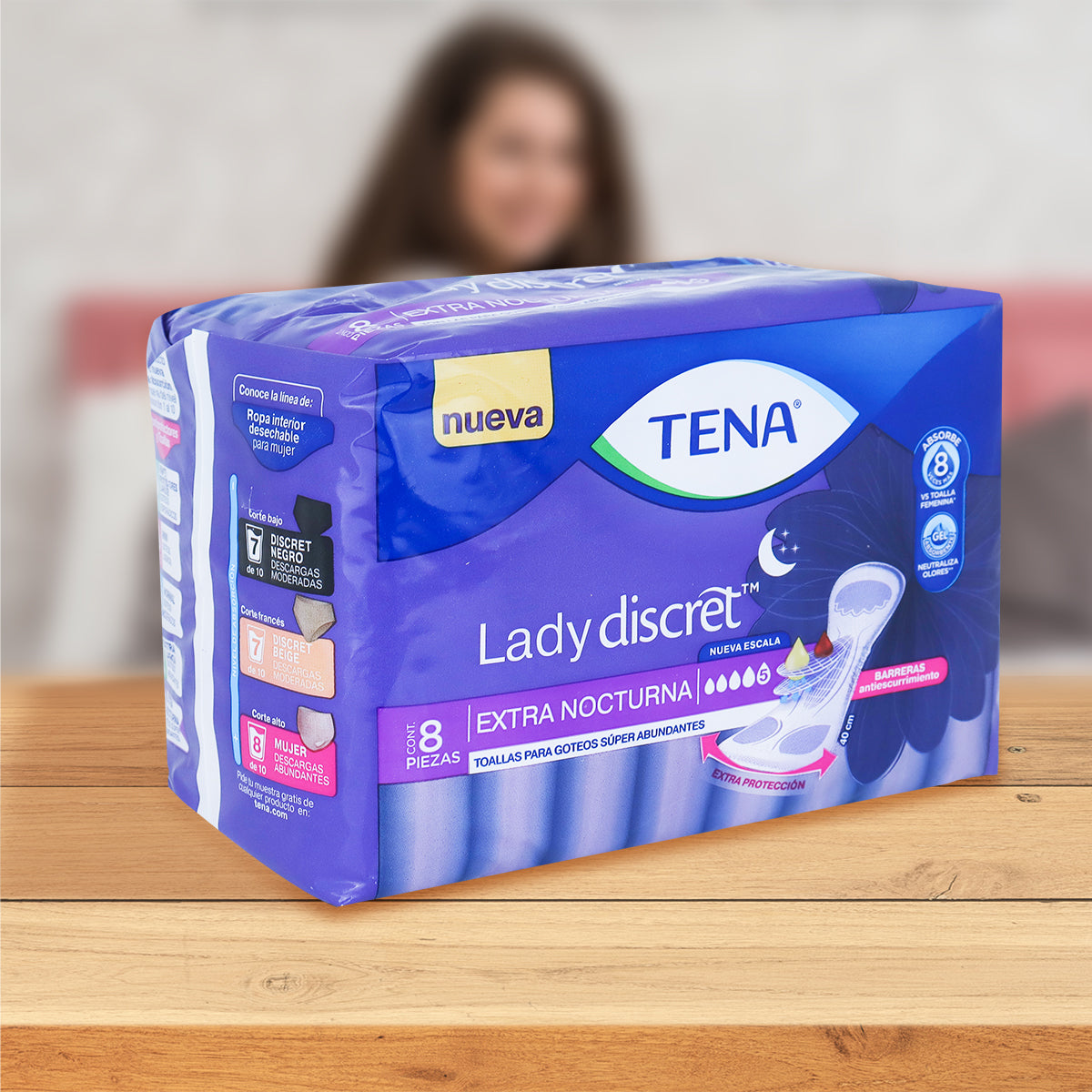 Toallas Extra Nocturna para Incontinencia, Tena Lady Discret