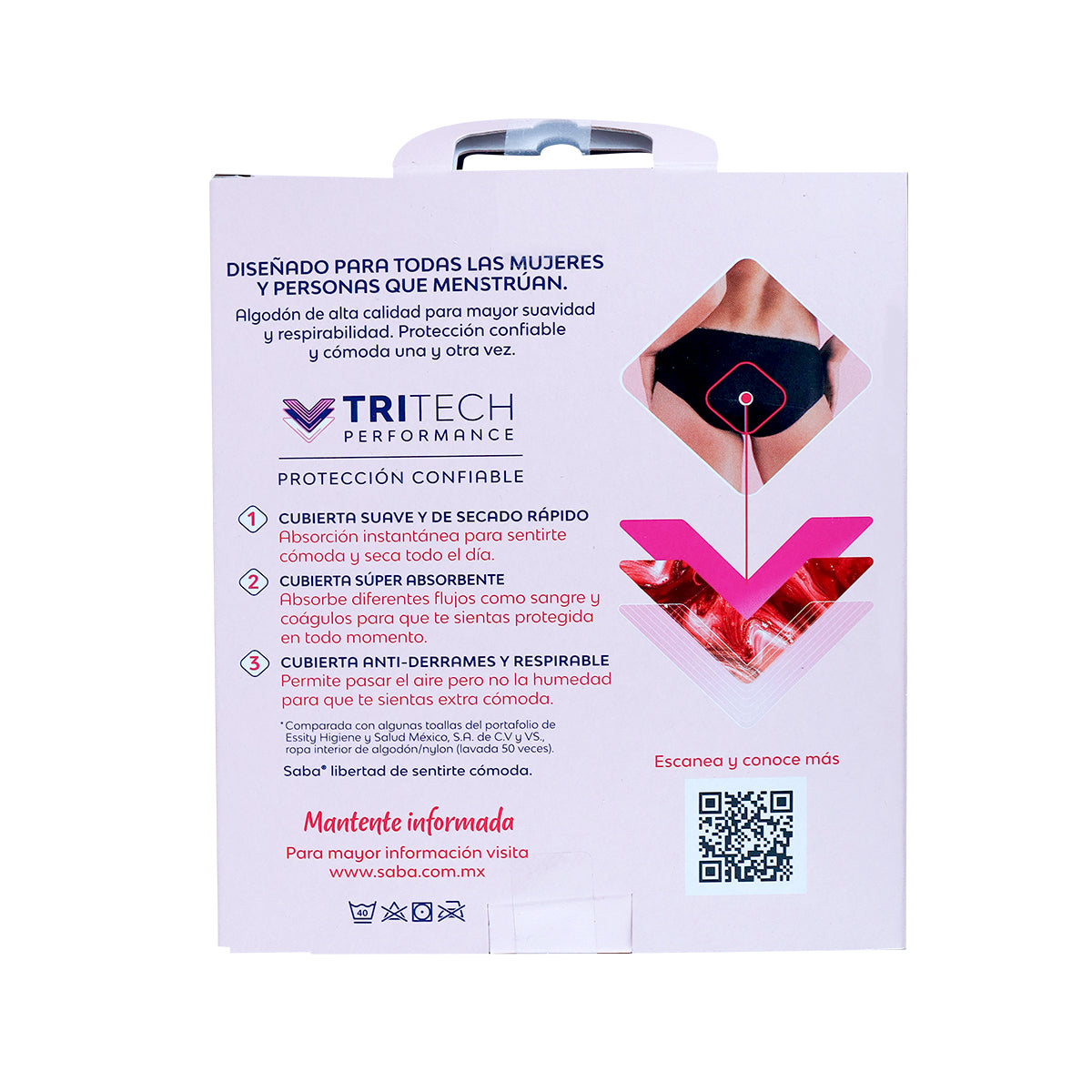 Ropa Interior Reutilizable para Periodo, Saba, Talla G