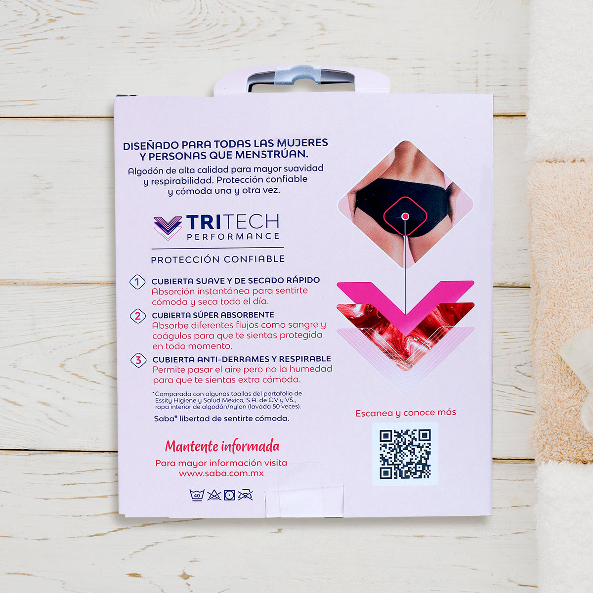 Ropa Interior Reutilizable para Periodo, Saba, Talla G