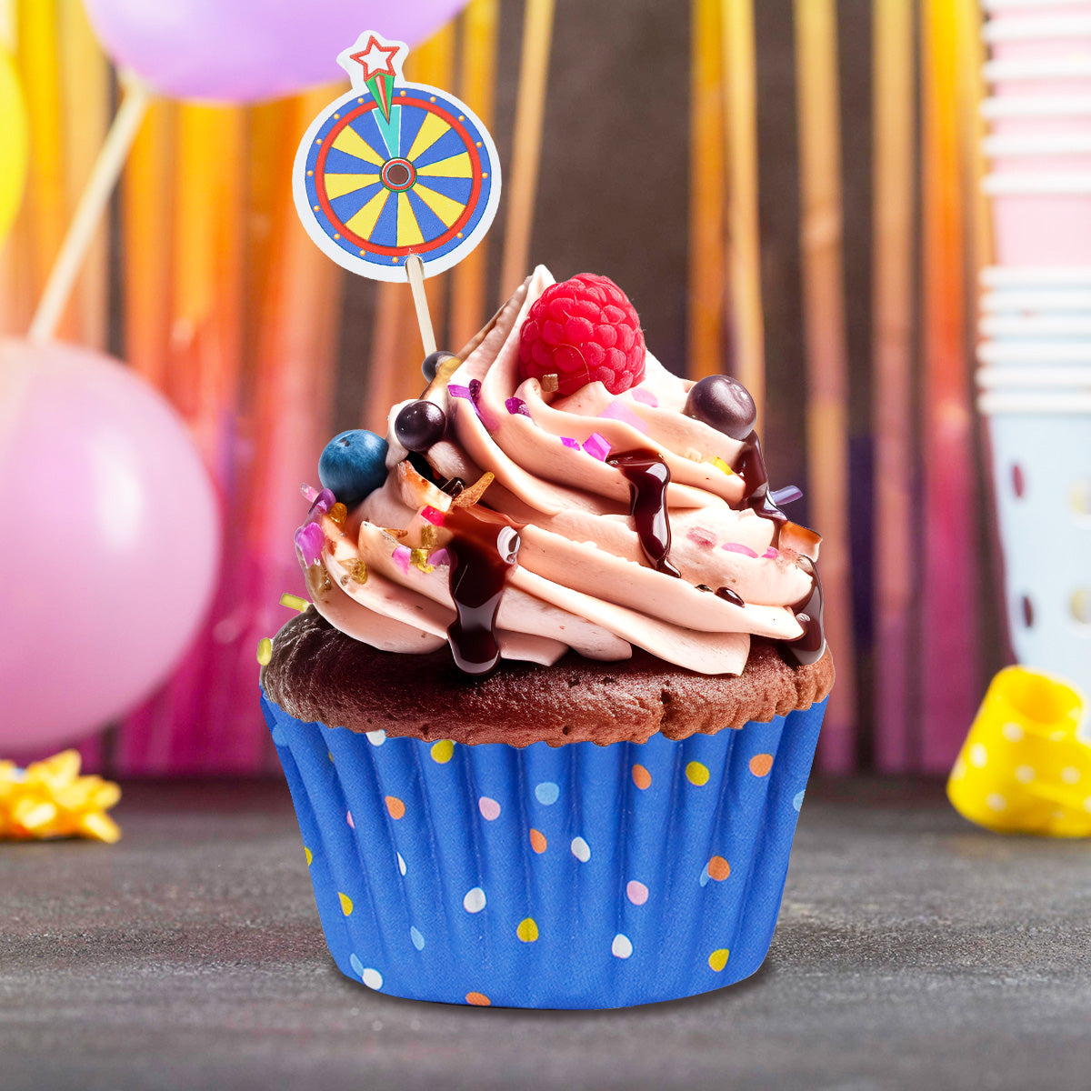 Set para Cupcakes, Capacillos y Palillos, color Azul