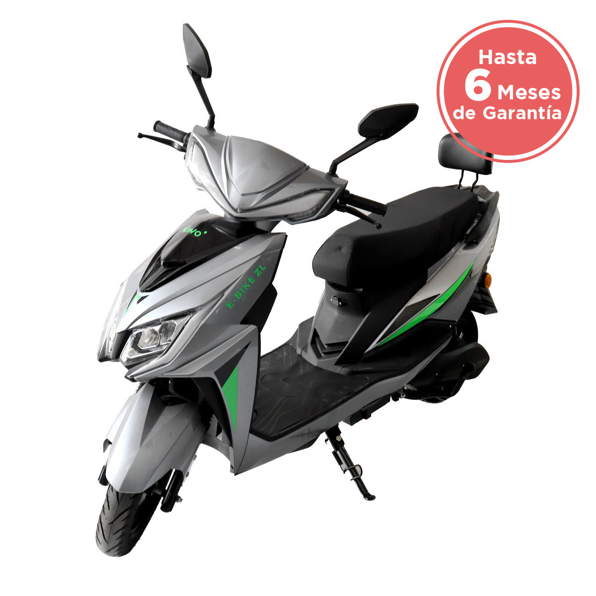 Motocicleta Eléctrica Kiwo E-Bike ZL color Plata con Verde