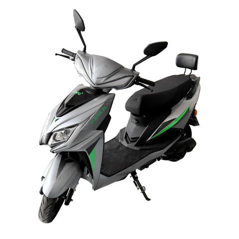 Motocicleta Eléctrica Kiwo E-Bike ZL color Plata con Verde