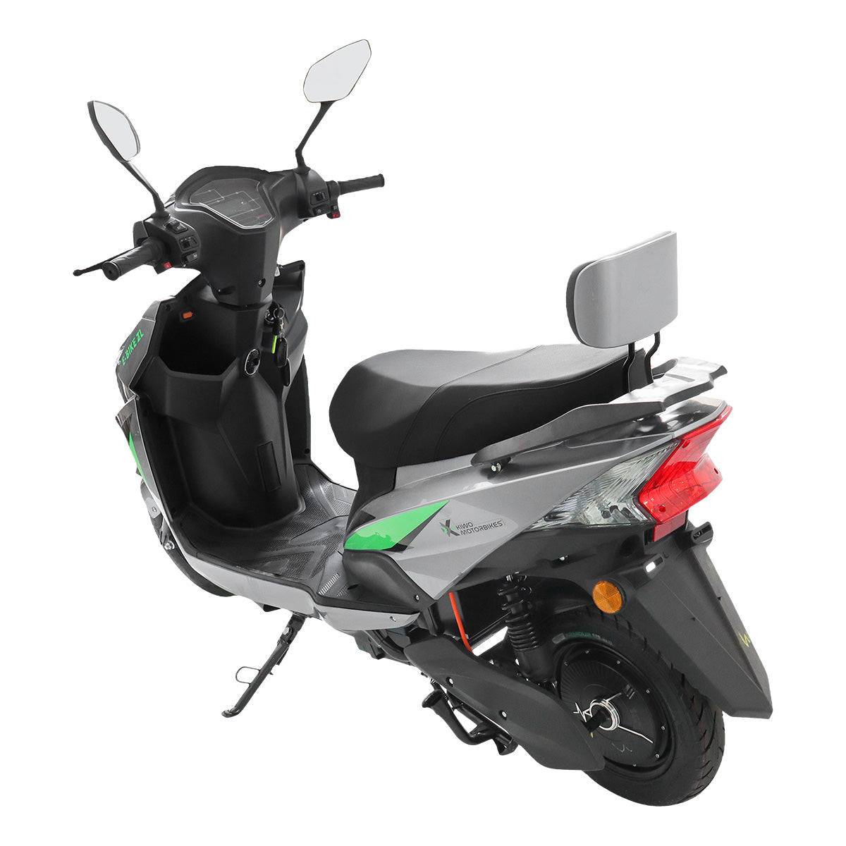 Motocicleta Eléctrica Kiwo E-Bike ZL color Plata con Verde