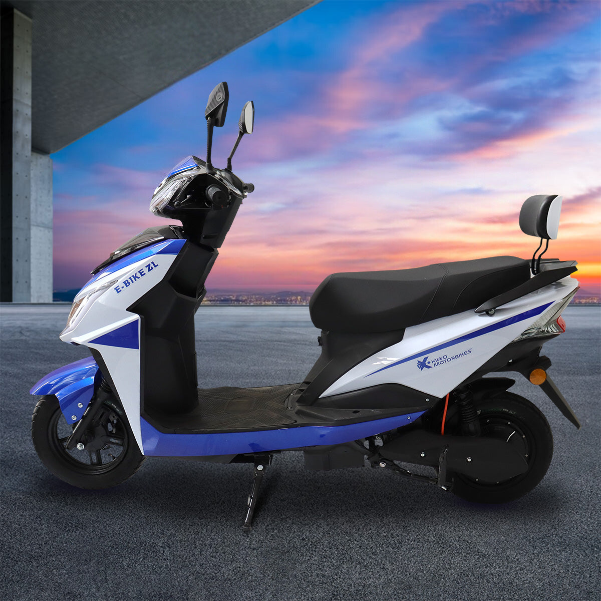 Motocicleta Eléctrica Kiwo E-Bike ZL color Azul con Blanco