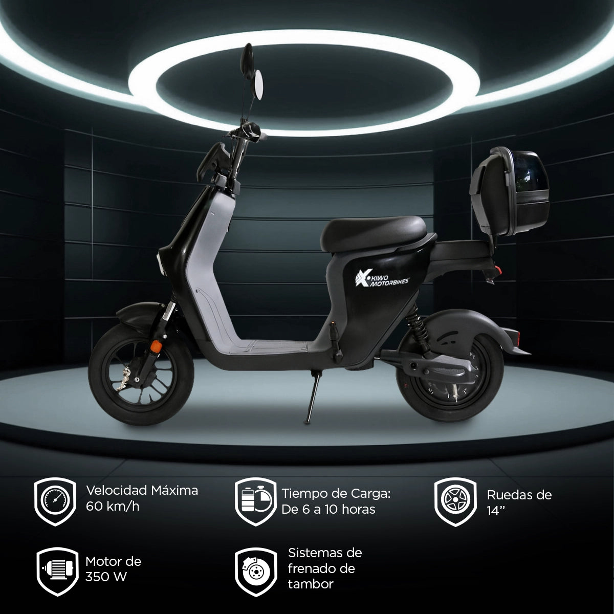 Bicicleta Eléctrica Kiwo, SSD100 color Negro con Gris