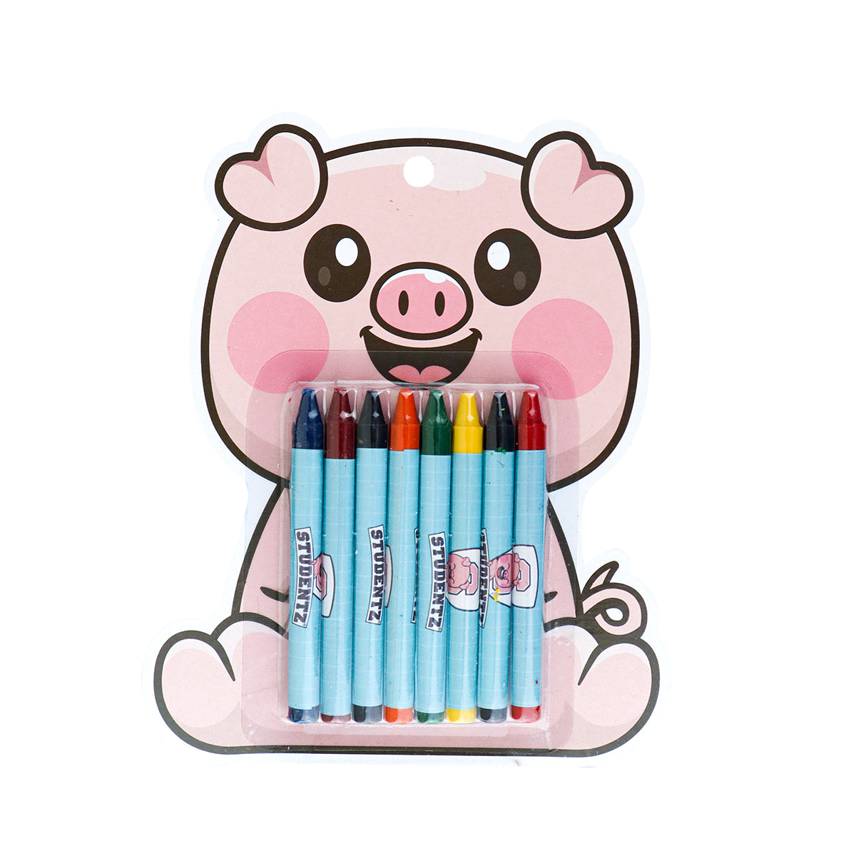 Crayones con Diseño de Puerquito, 8 pzas