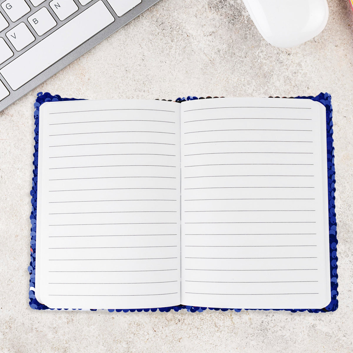 Libreta con Lentejuelas color Azul Rey