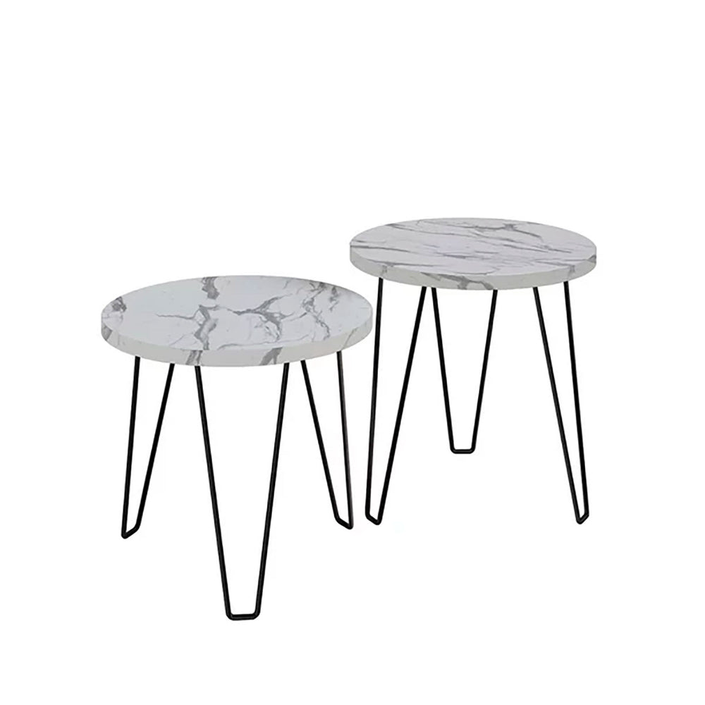 Kit de Mesas, Redonda con Tapa Imitación de Mármol ¡Llévate 3 y paga 2!