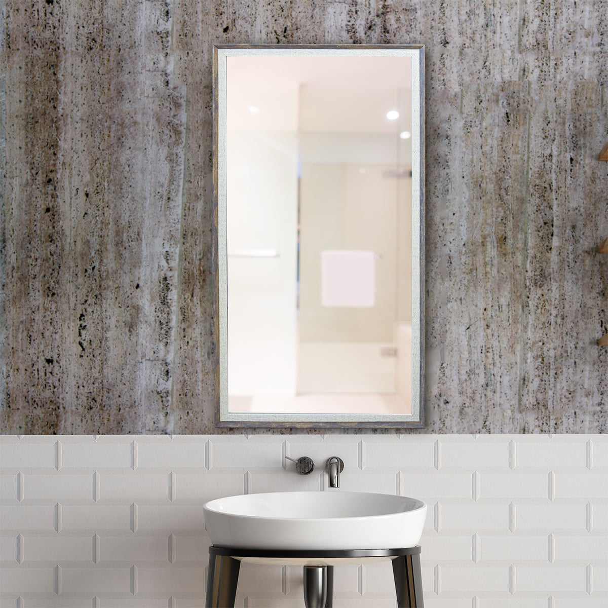 Espejo Decorativo con Marco color Jazmín, 30x60cm