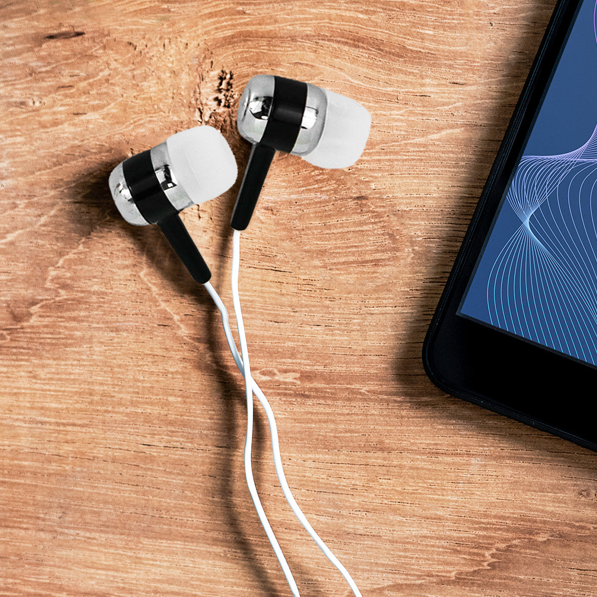 Audífonos Alámbricos color Blanco con Negro