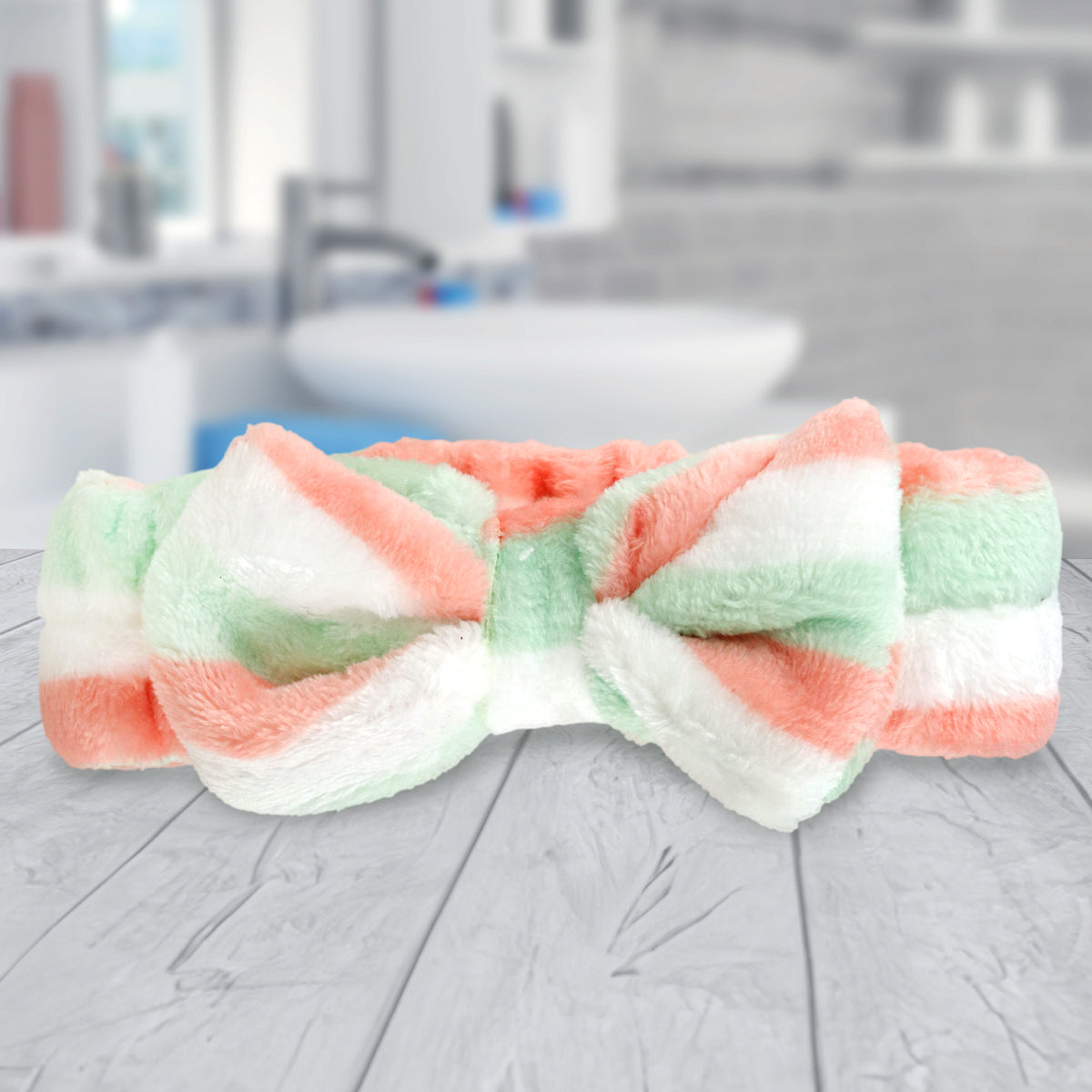 Diadema Facial con Moño para Dama, color Blanco con Verde