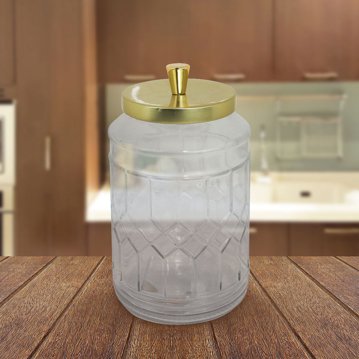 Frasco de Vidrio Rombos con Tapa, Capacidad 1300 ml