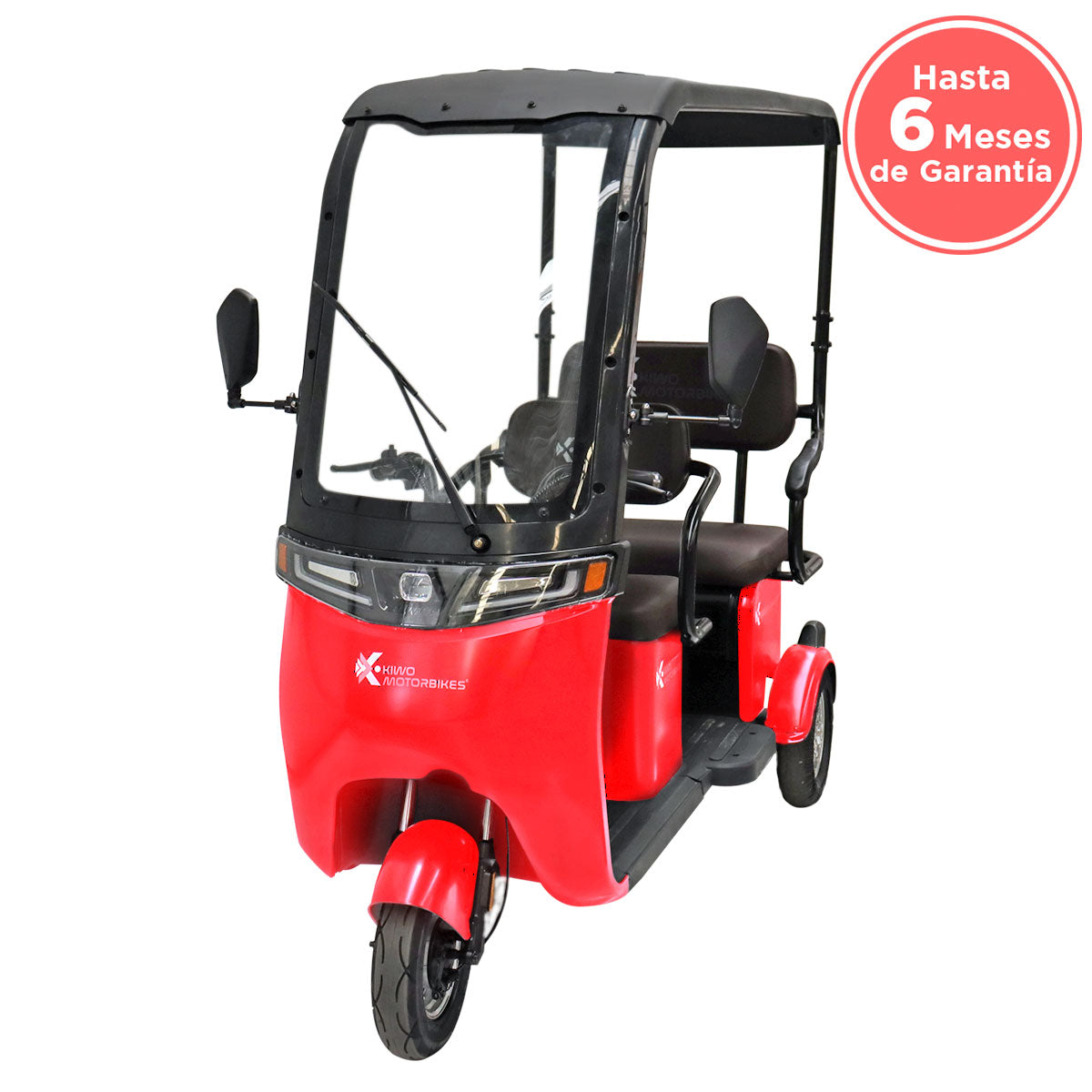 Kiwo, Triciclo Eléctrico con Techo, Modelo BTY002, Color Rojo