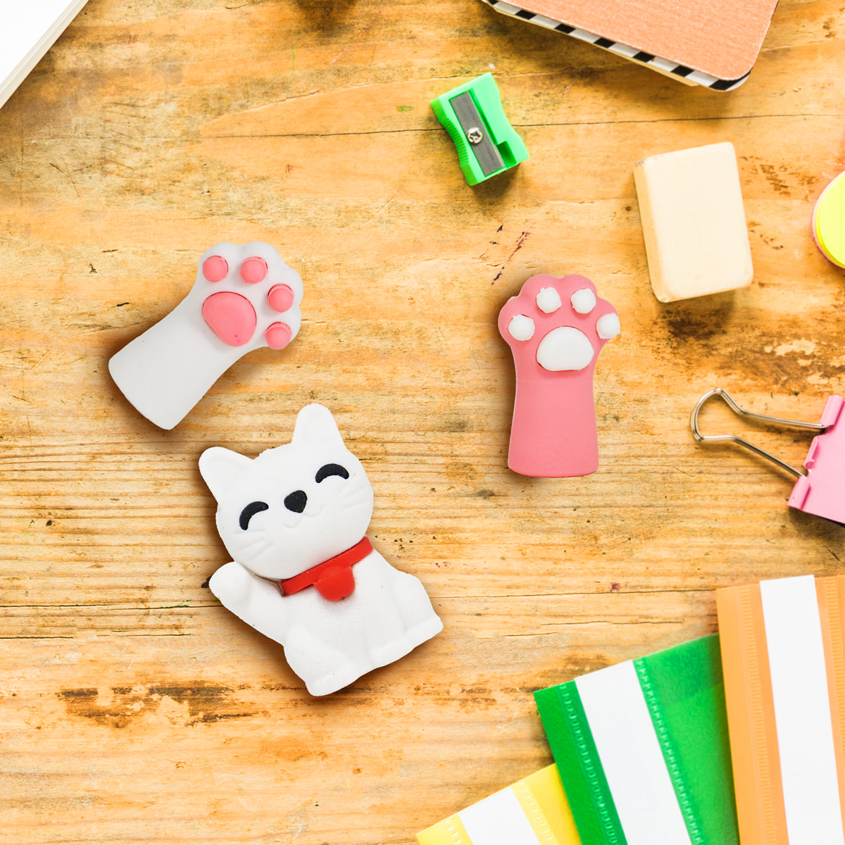 Goma de borrar en forma de gatito y patitas, Studentz 4 pzas