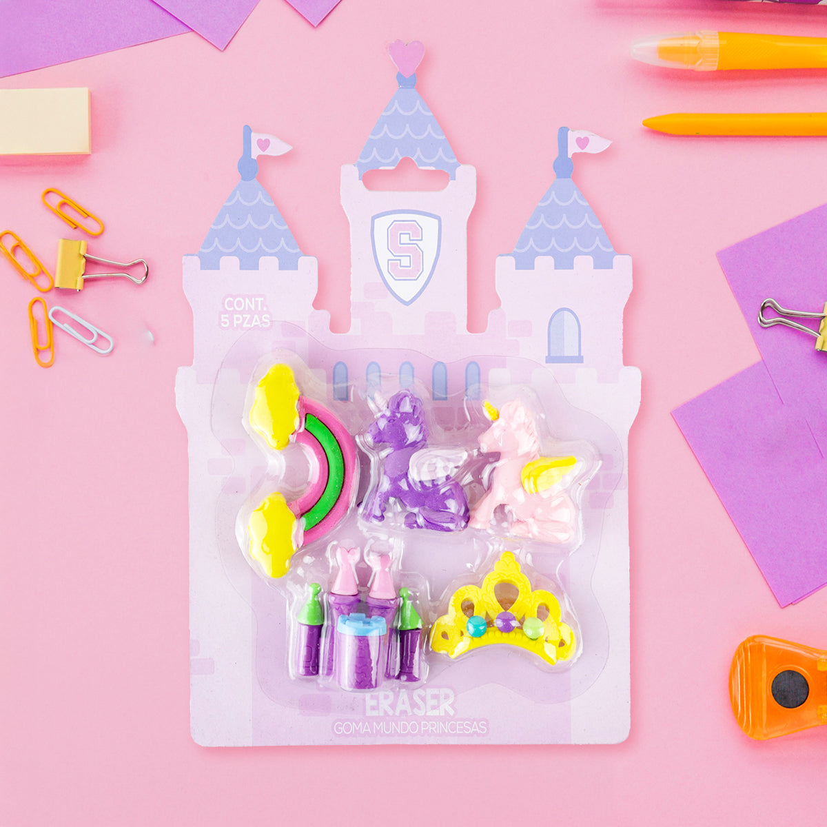 Set de 5 Gomas, Mundo de Princesa