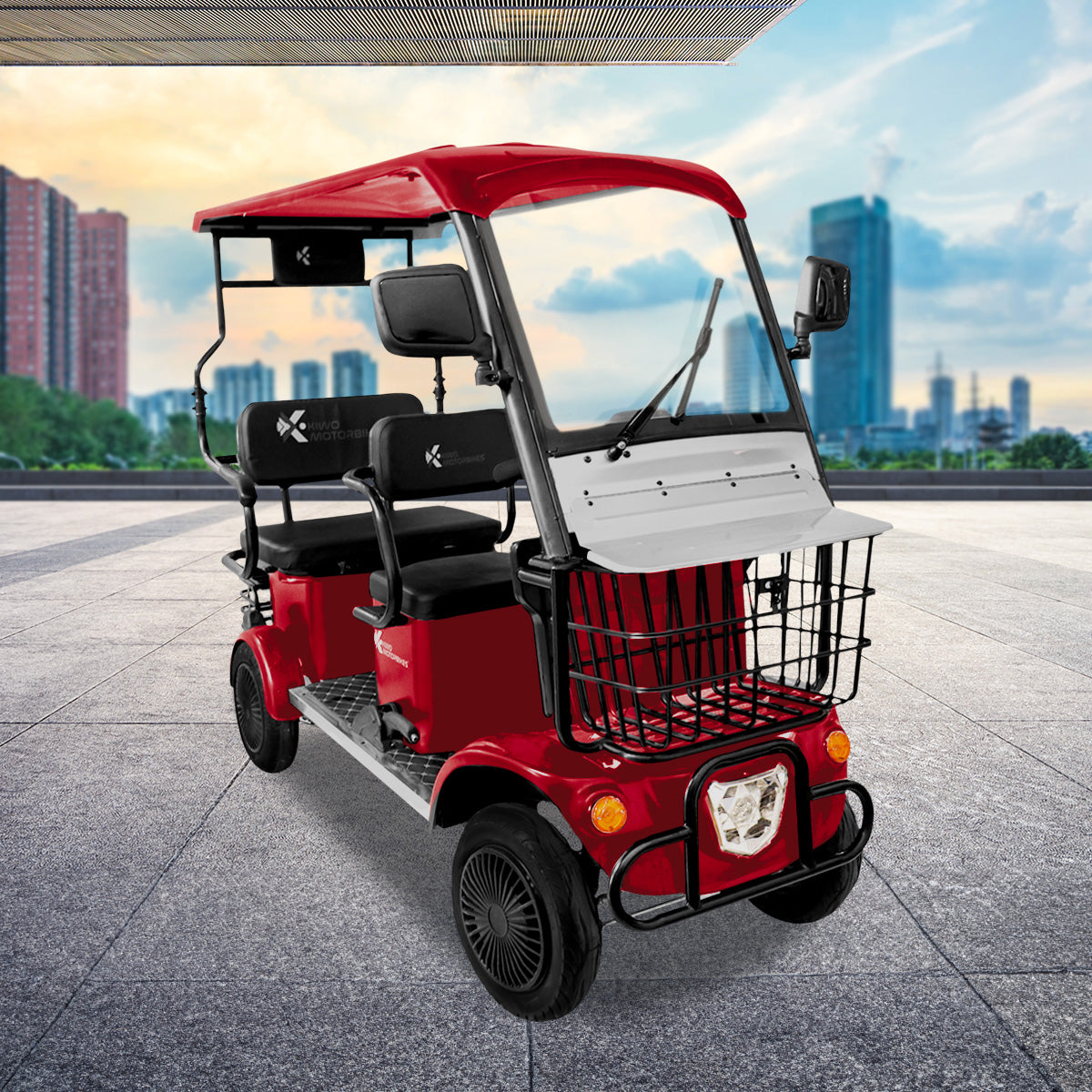 Kiwo, Vehículo Eléctrico con Techo, Modelo BTY001, Color Rojo