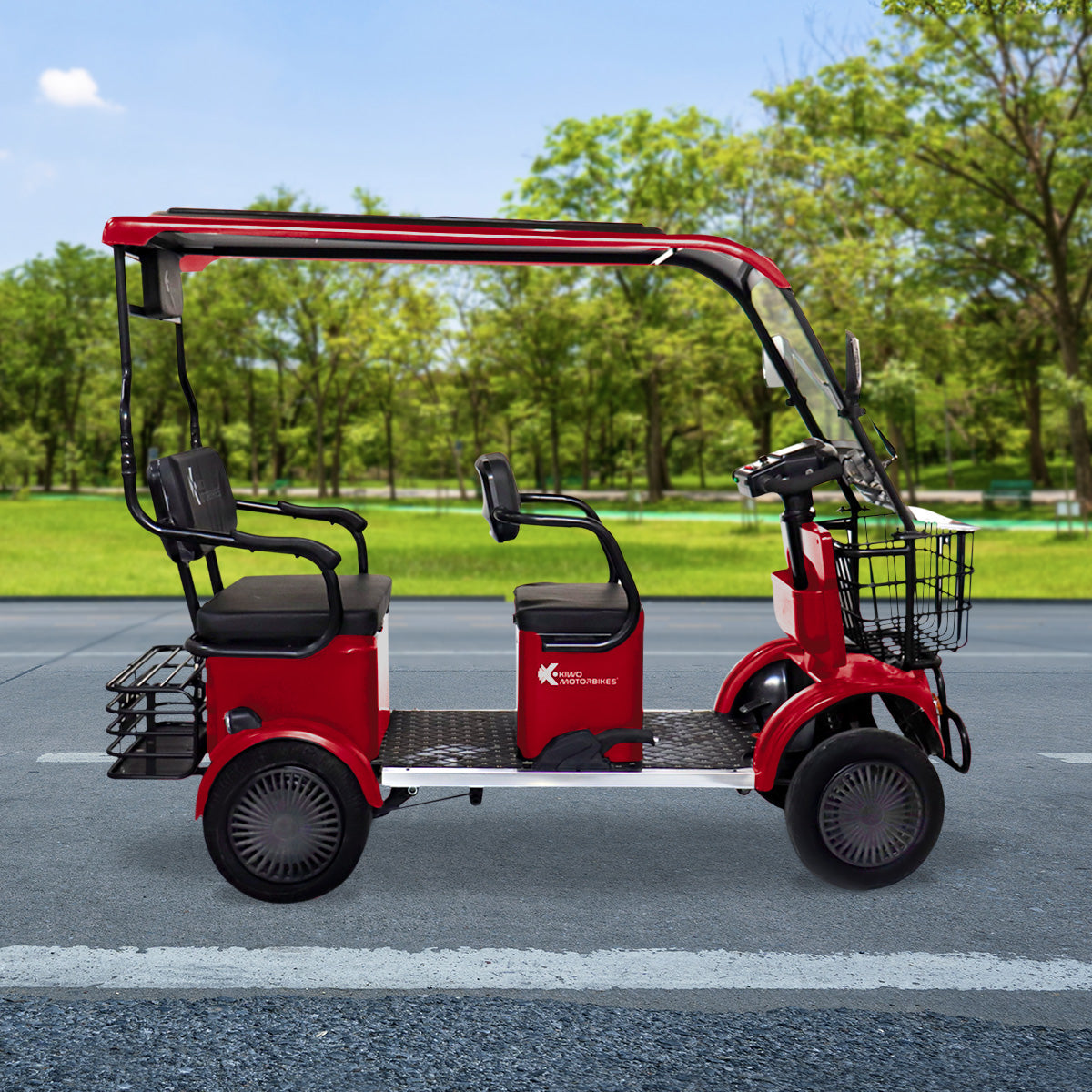 Kiwo, Vehículo Eléctrico con Techo, Modelo BTY001, Color Rojo