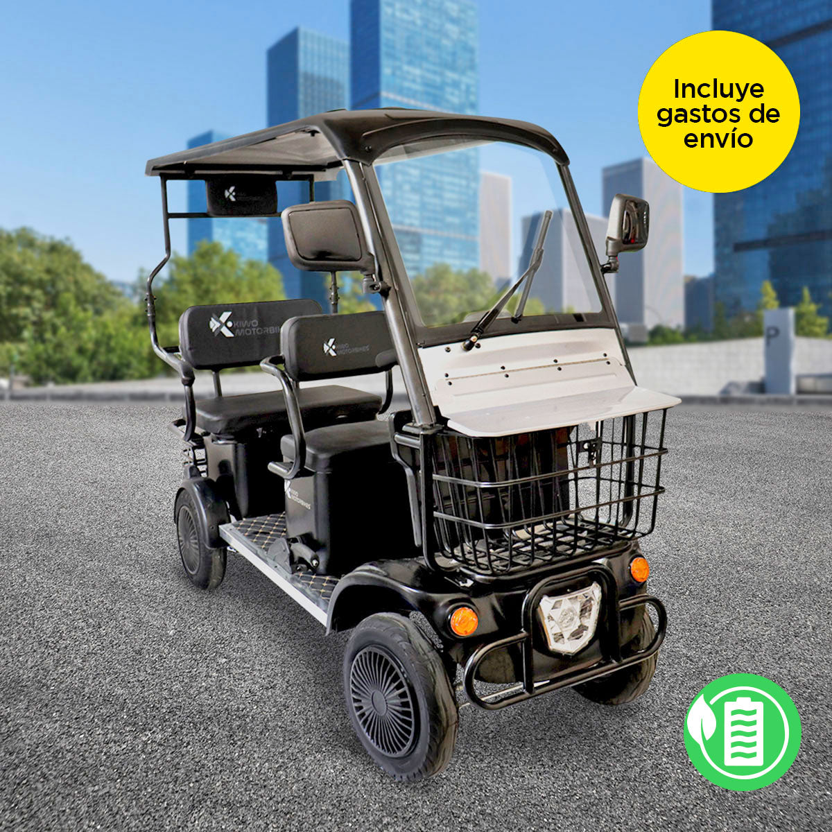 Kiwo, Vehículo Eléctrico con Techo, Modelo BTY001, Color Negro