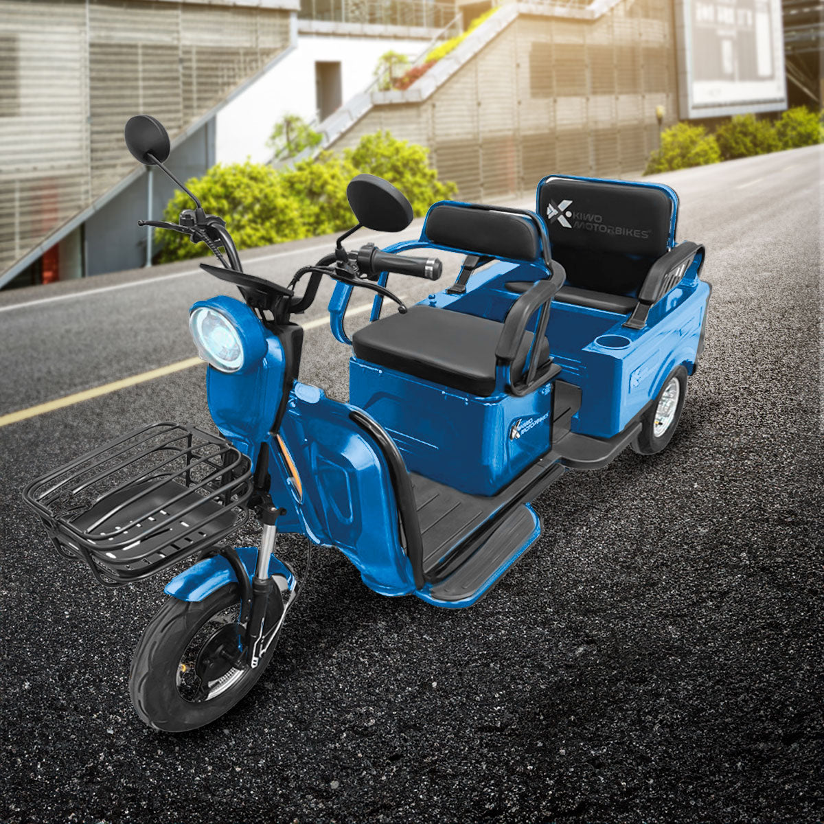 Kiwo, Triciclo Eléctrico para Pasajeros, Modelo BTY003, Color Azul