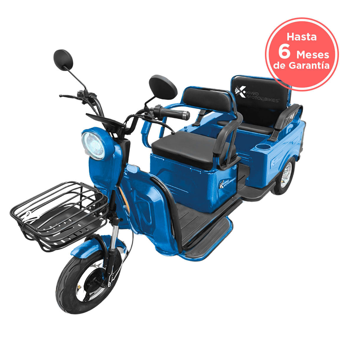 Kiwo, Triciclo Eléctrico para Pasajeros, Modelo BTY003, Color Azul