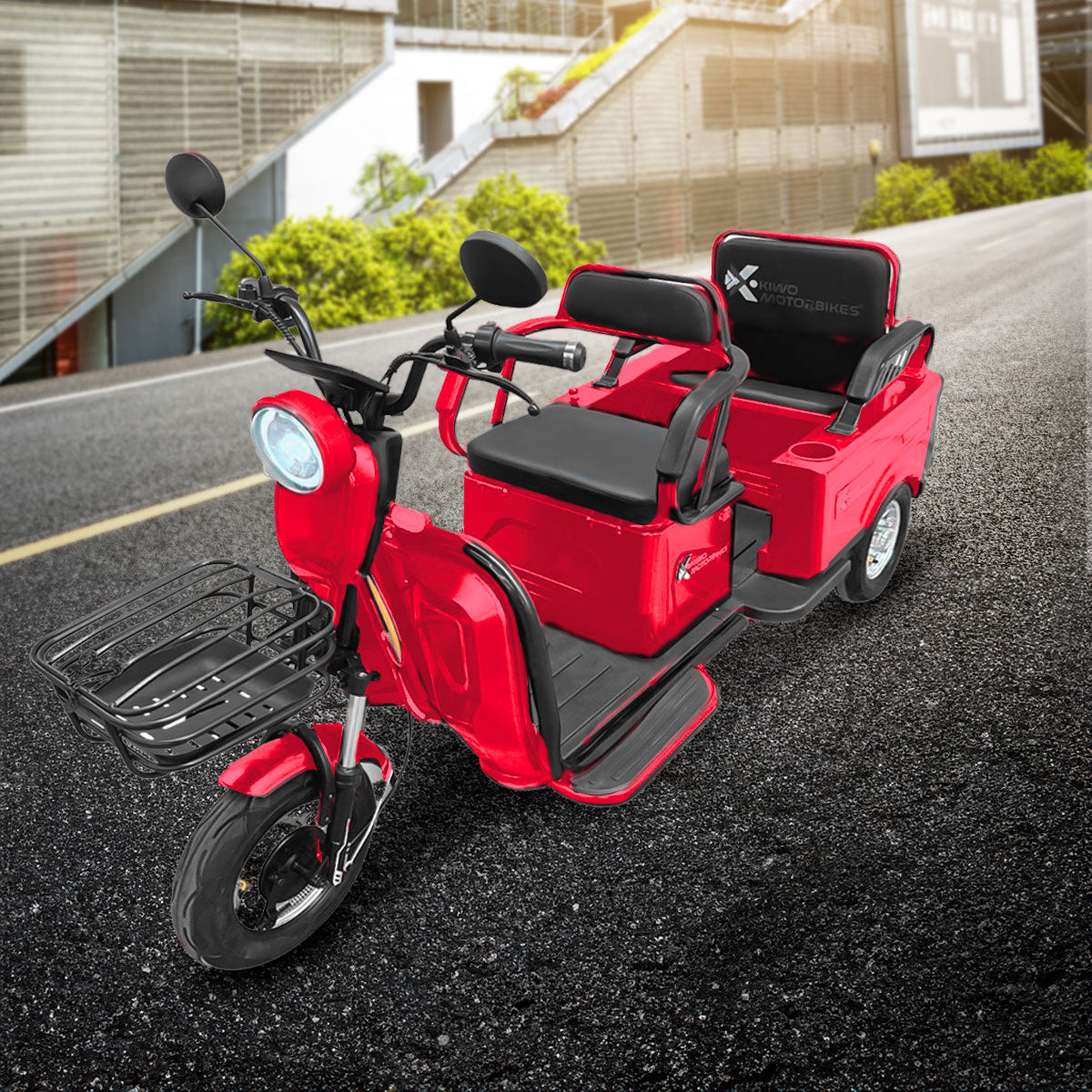 Kiwo, Triciclo Eléctrico para Pasajeros, Modelo BTY003, Color Rojo