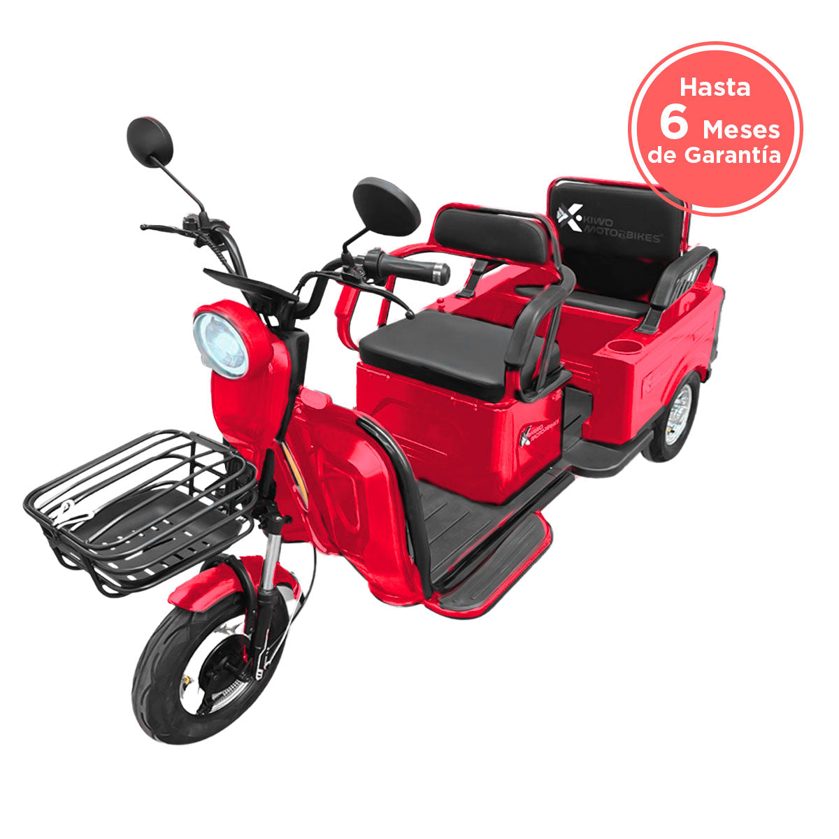 Kiwo, Triciclo Eléctrico para Pasajeros, Modelo BTY003, Color Rojo