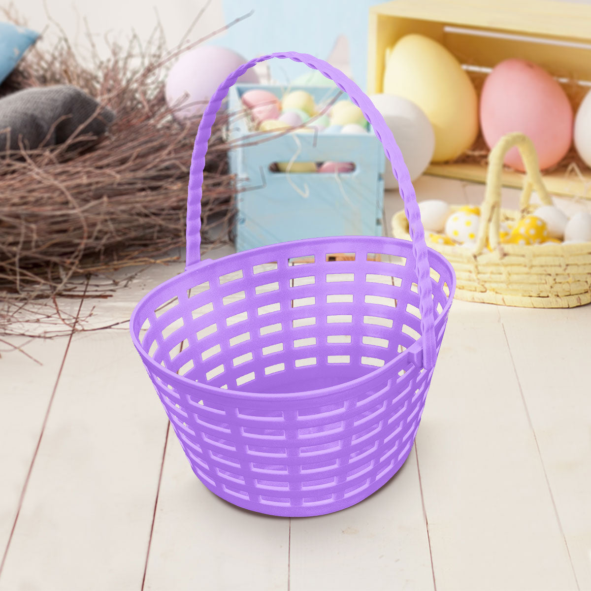 Canasta de Plástico en Forma de Huevo para Pascua, color Morado