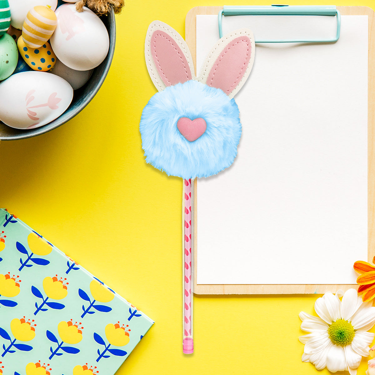 Lapicero con Pompón en Forma de Conejo, color Azul