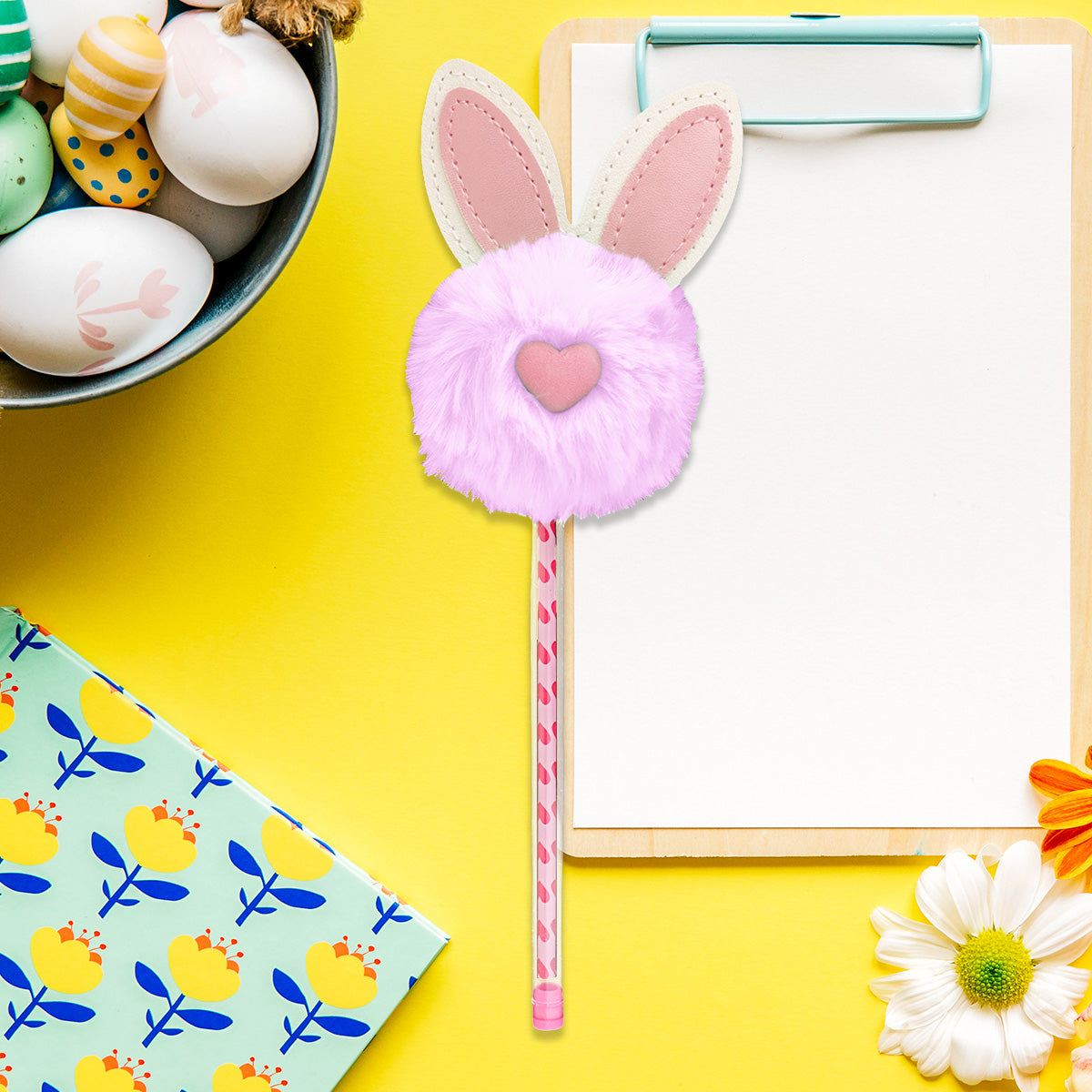 Lapicero con Pompón en Forma de Conejo, color Lila