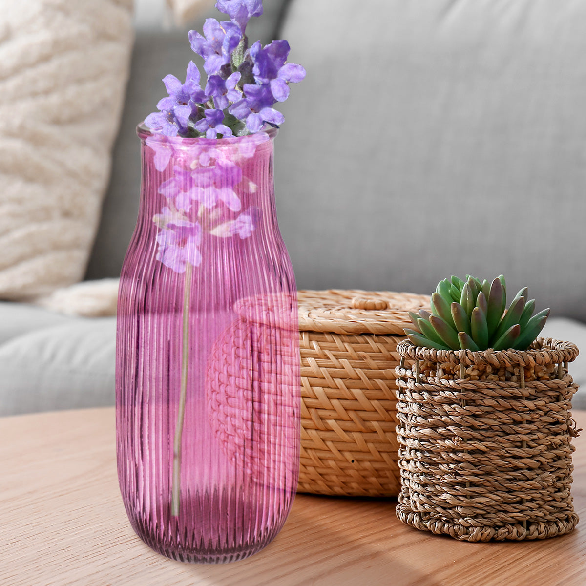 Florero de Cristal color Morado, 9x21cm