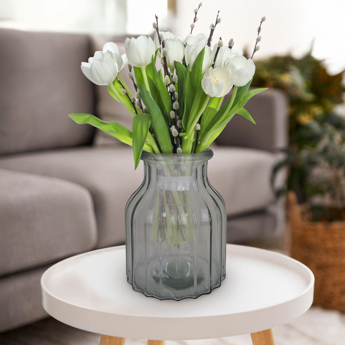 Florero de Cristal, Color Negro, 14x11 cm