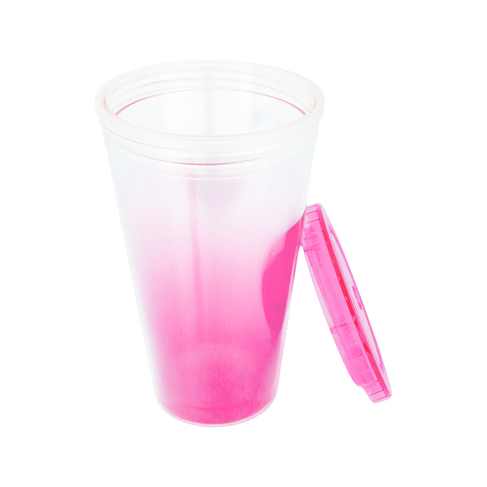 Vaso de Plástico con Tapa, color Fucsia