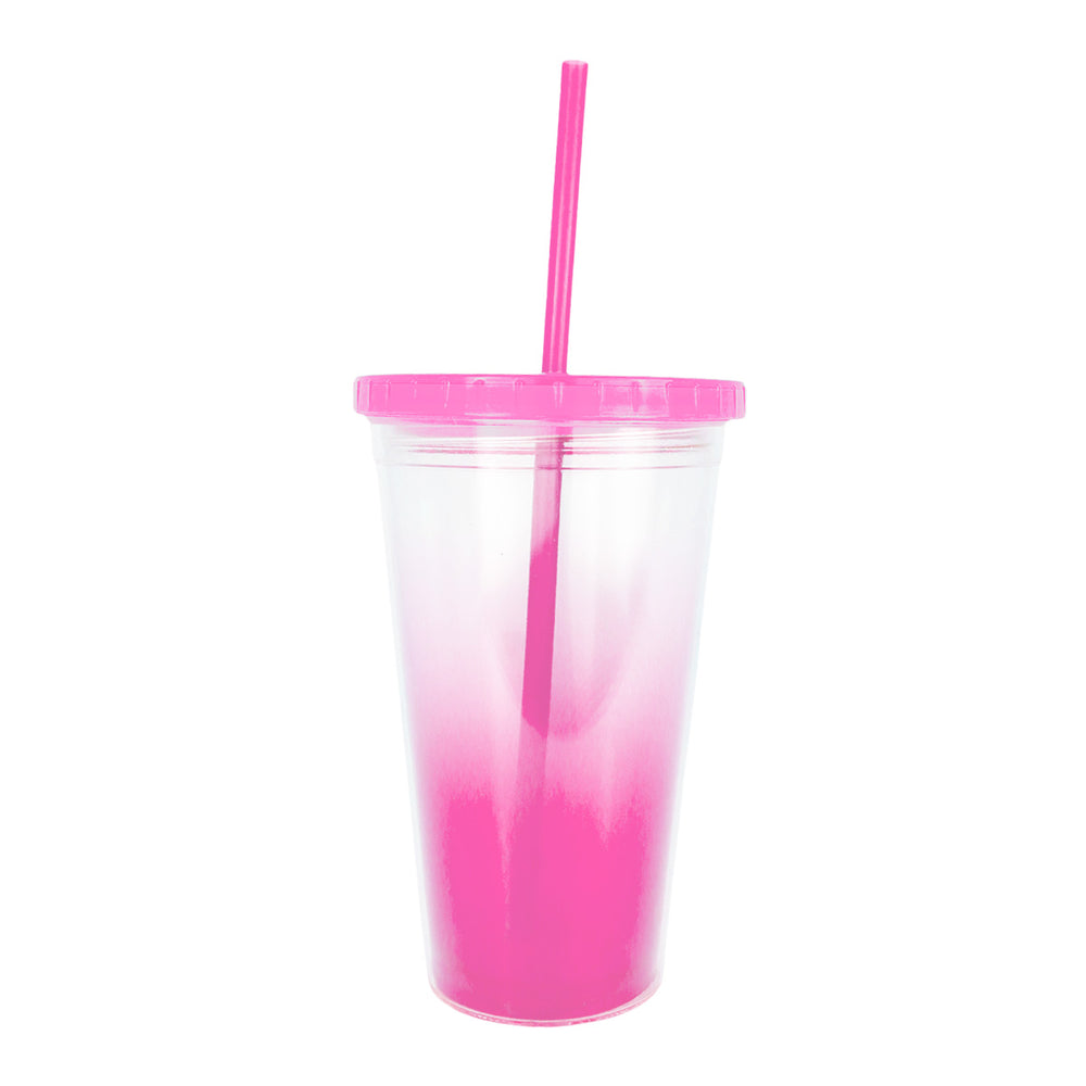 Vaso de Plástico con Tapa, color Fucsia