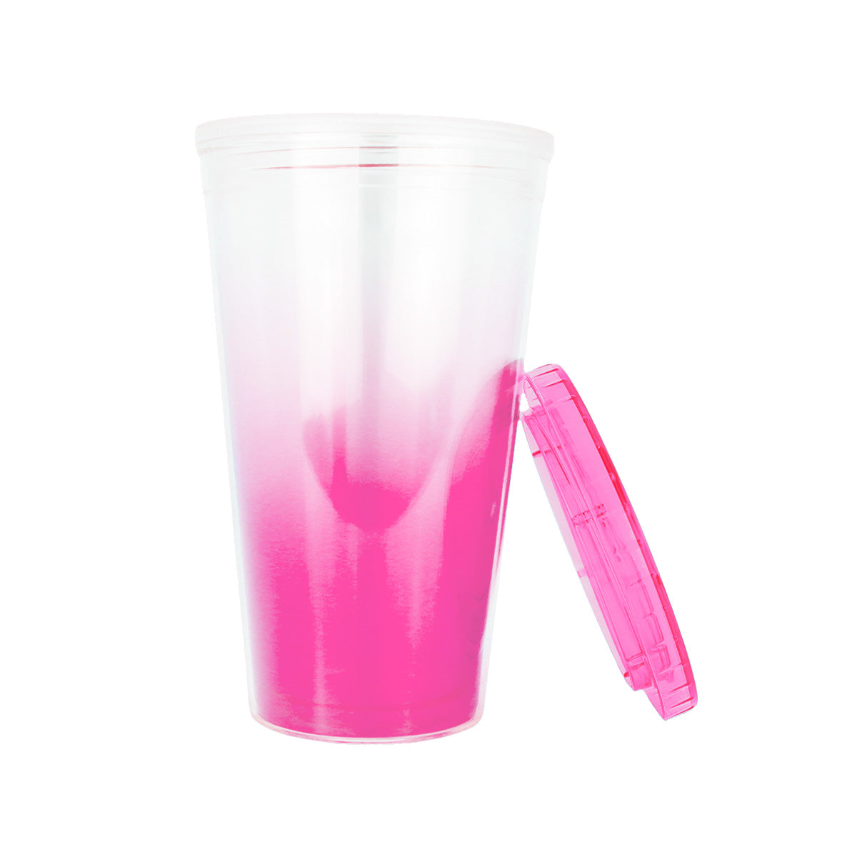 Vaso de Plástico con Tapa, color Fucsia