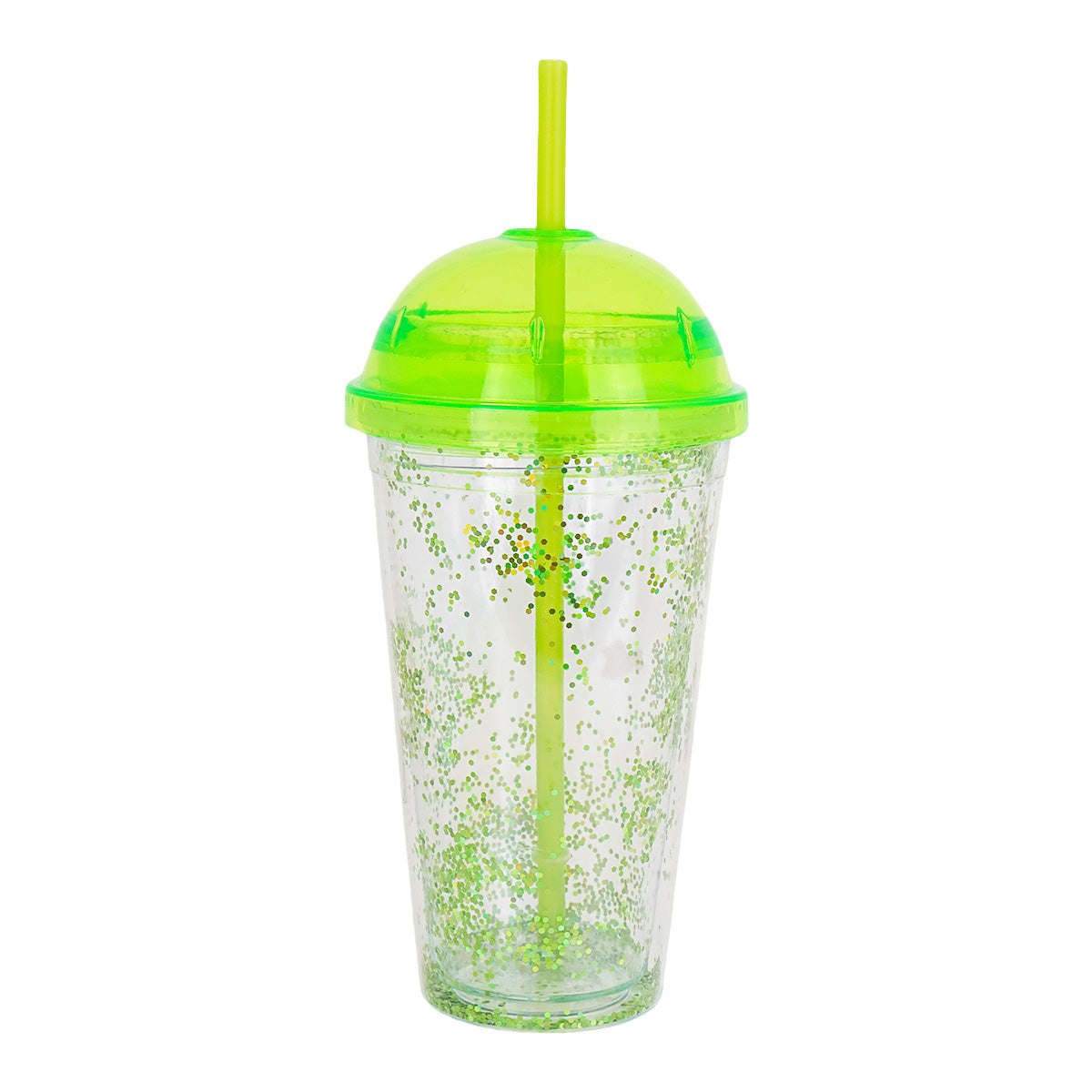 Vaso Decorado color Verde con Popote, 500ml