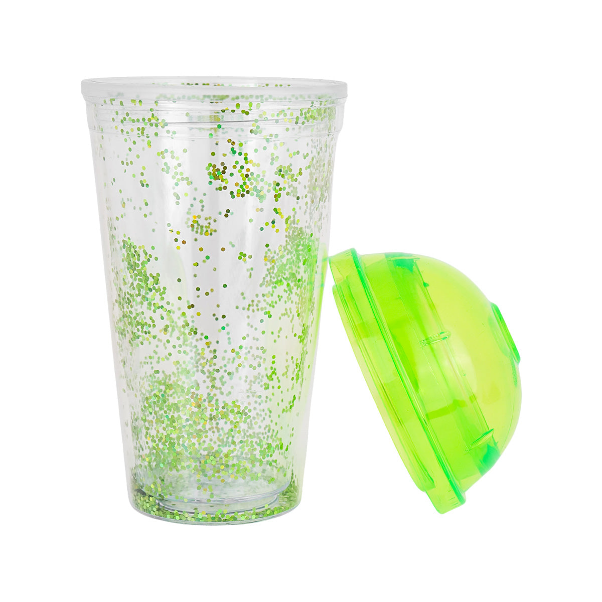 Vaso Decorado color Verde con Popote, 500ml