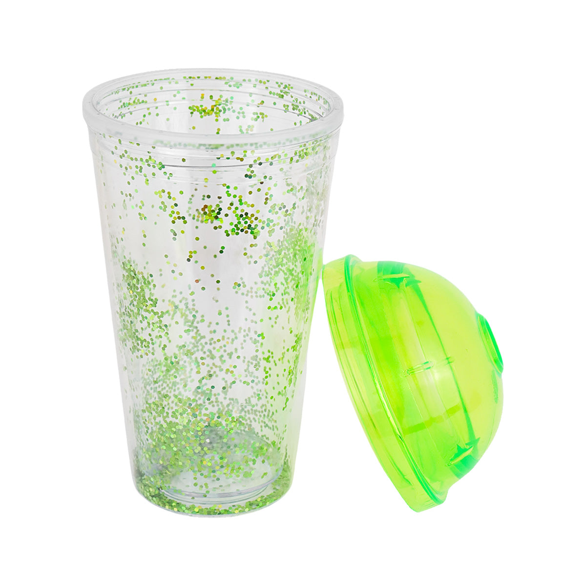 Vaso Decorado color Verde con Popote, 500ml