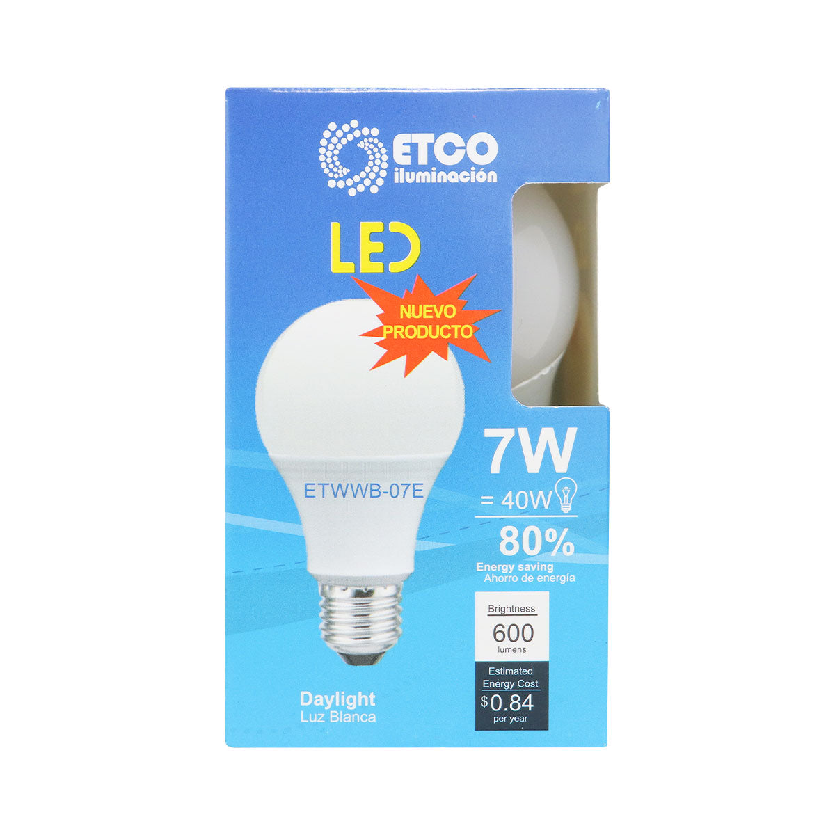 Foco Ahorrador Etco, LED 7W = 40W, 1 pza