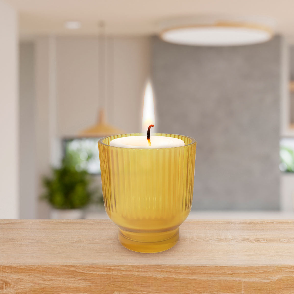 Portavelas de Cristal, Color Amarillo