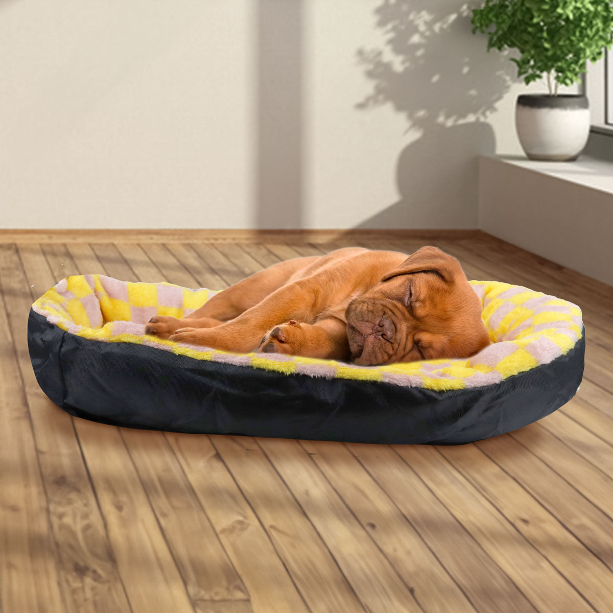 Cama para Mascota, Diseño Cuadros Amarillos