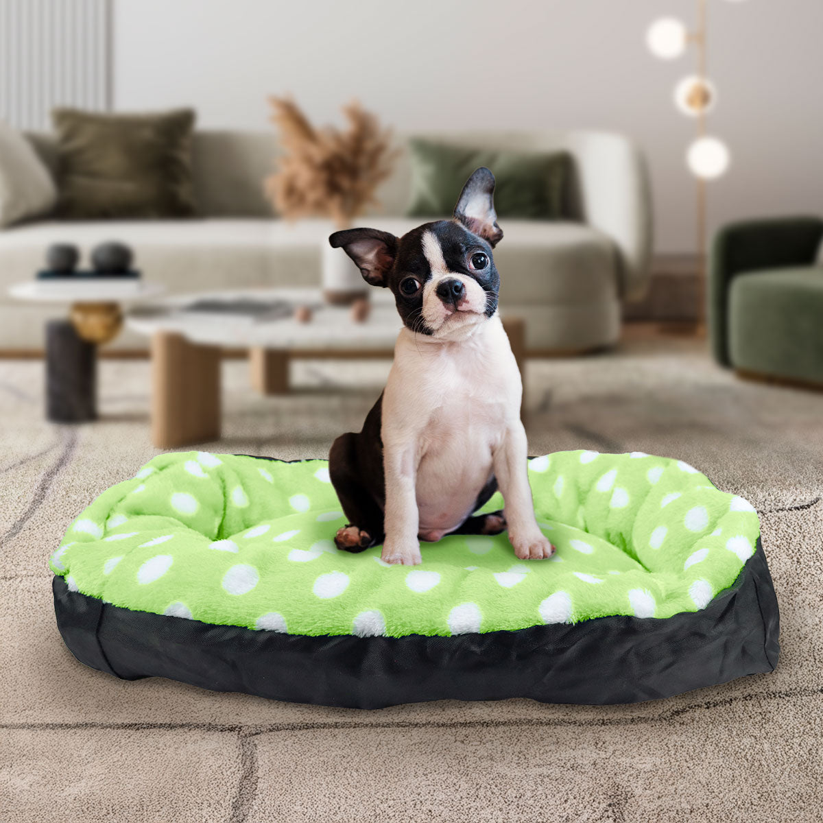 Cama para Mascota, Diseño Puntos, Color Amarillo