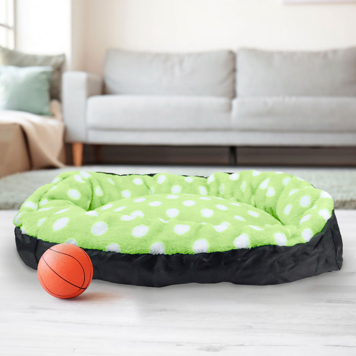 Cama para Mascota, Diseño Puntos, Color Amarillo