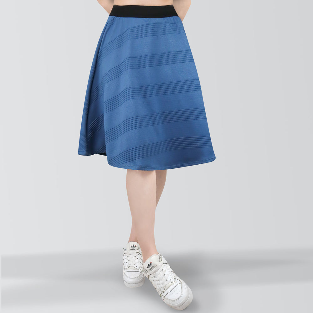 Falda Casual color Azul con Tablón Elástico para Dama