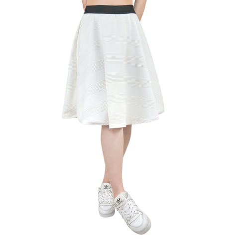 Falda Casual color Blanco con Tablón Elástico para Dama