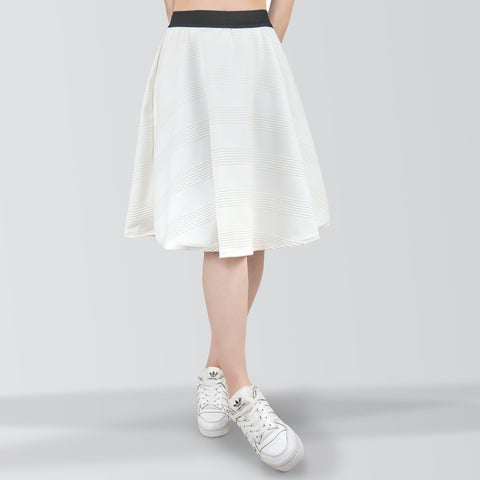 Falda Casual color Blanco con Tablón Elástico para Dama