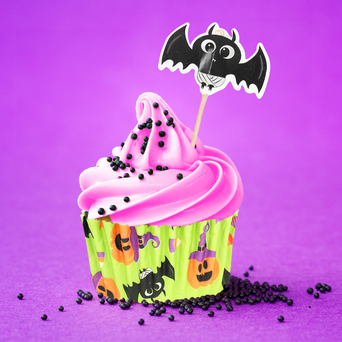 Set para Cupcakes: Capacillos color Verde y Palillos Decorativos