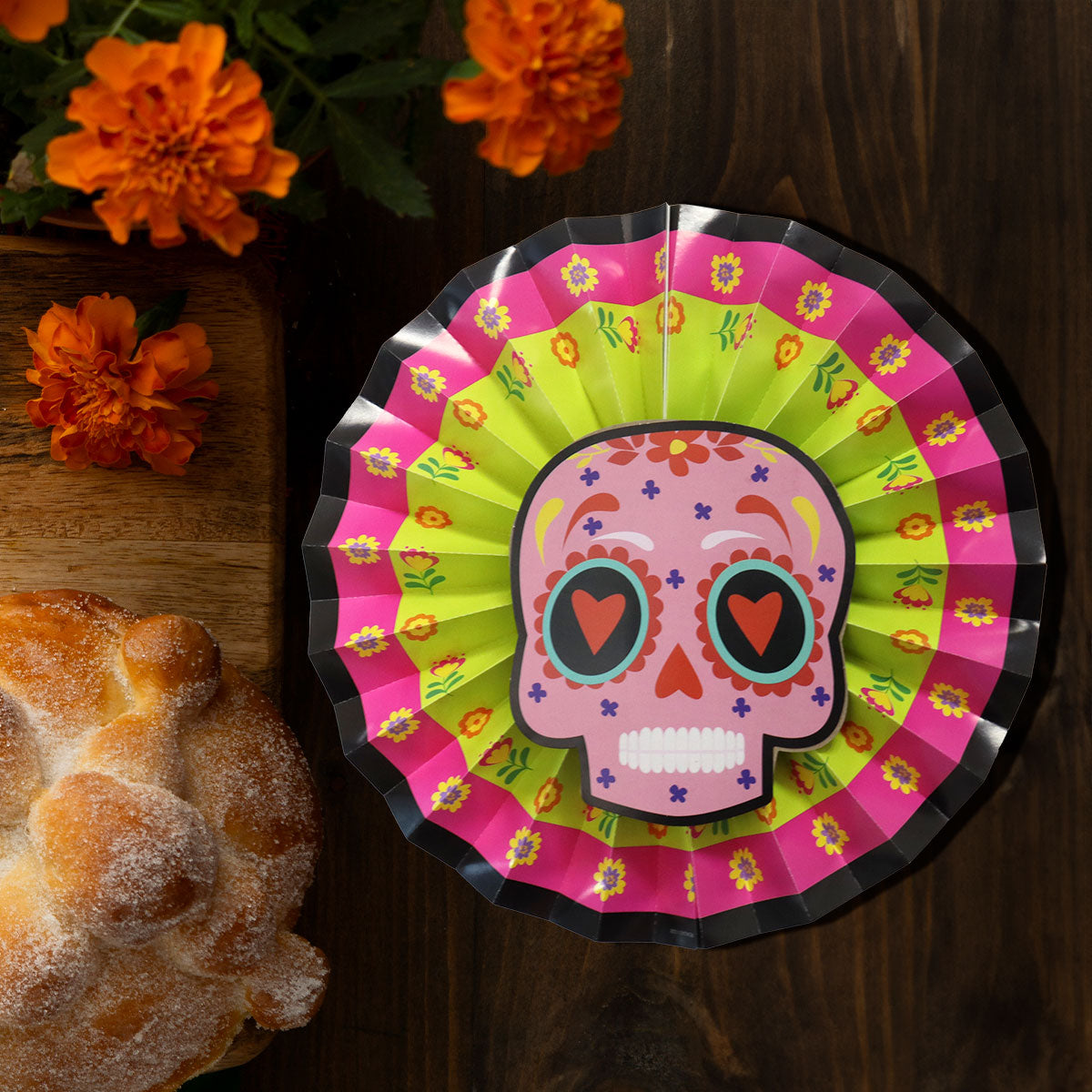 Decoración Colgante de Papel con Diseño de Calavera color Rosa