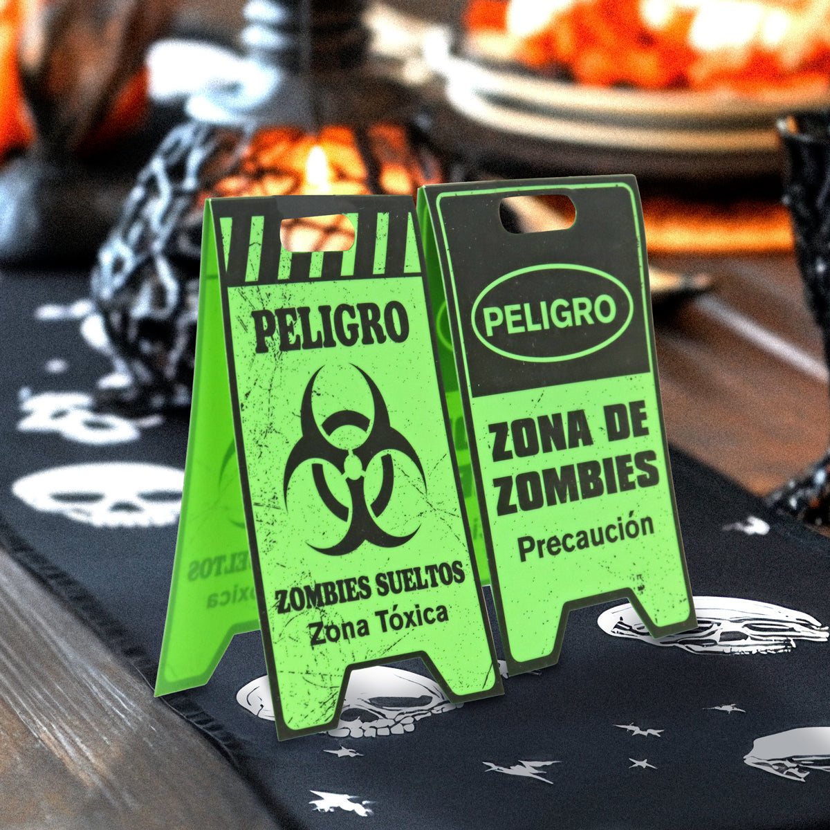 Mini Letreros de Peligro Zona de Zombies
