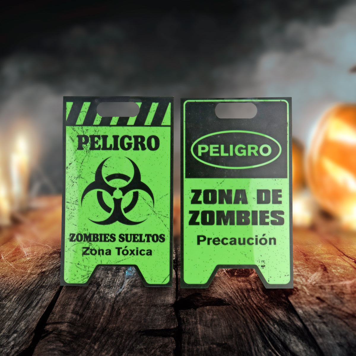 Mini Letreros de Peligro Zona de Zombies