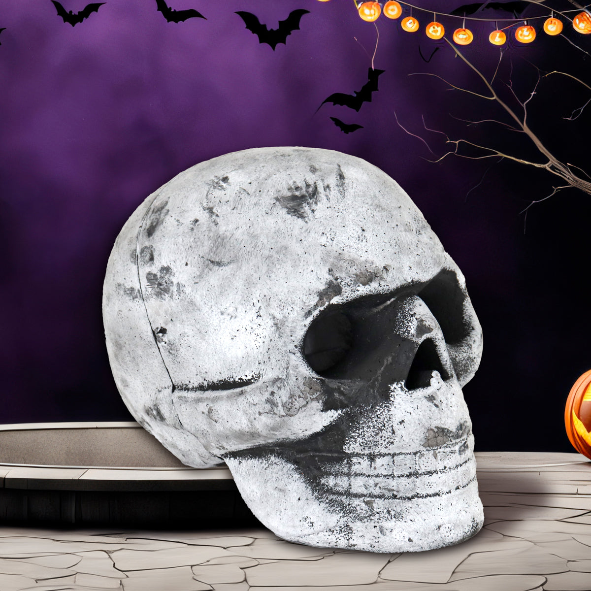 Calavera Decorativa de Unicel con Luz LED